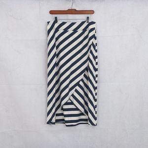 Athleta Striped Midiskirt Faux-wrap size M